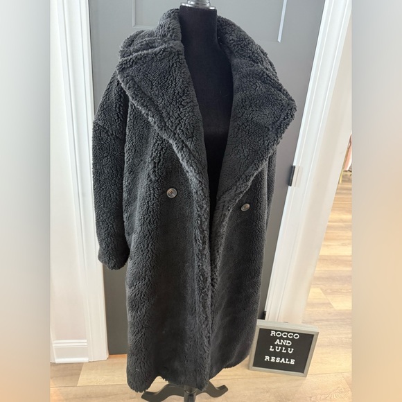 ▪️Topshop black long length teddy jacket NWT - Picture 2 of 7